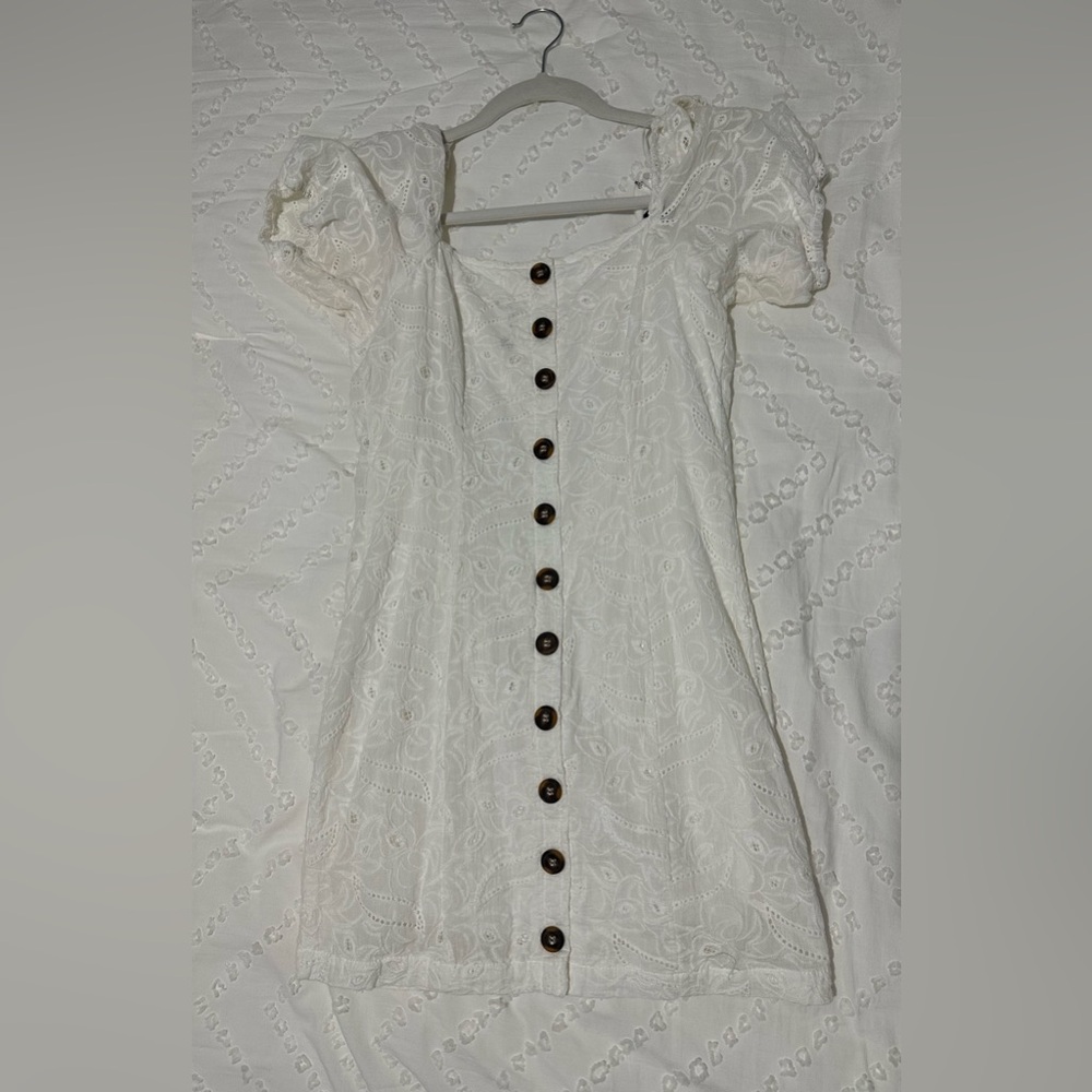 White eyelet dress- bridal shower, rehearsal, engagement
